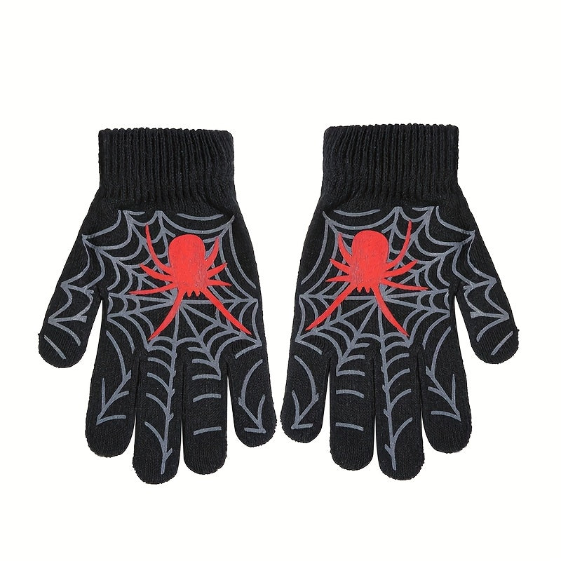 Gants antidérapants à motif squelette en maille pour enfant