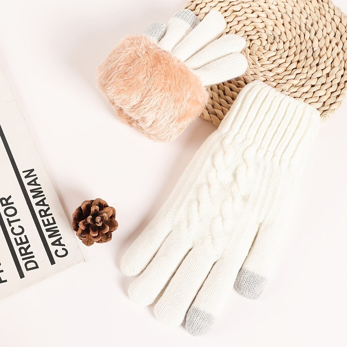 Gants tactiles doublés thermiques en maille