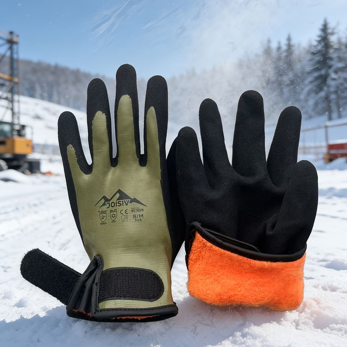Gants doublés thermiques, vert