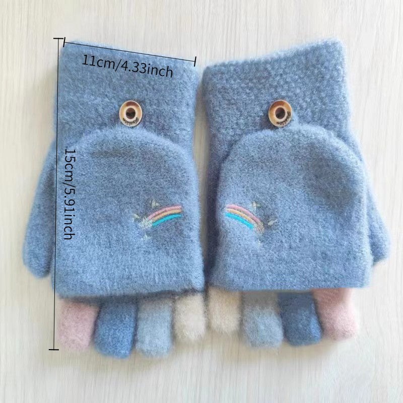 Gants thermiques en maille, 5 coloris, gris, rose, kaki, bleu et couleur marine