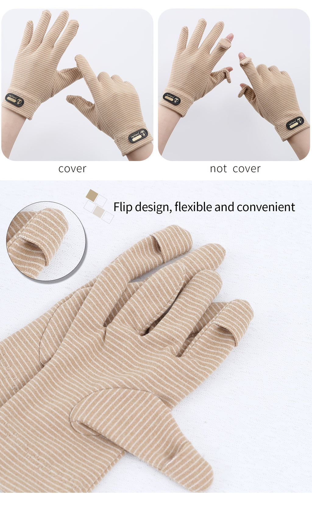 Gants sans doigts en maille, 3 coloris, noir, bleu et lavande