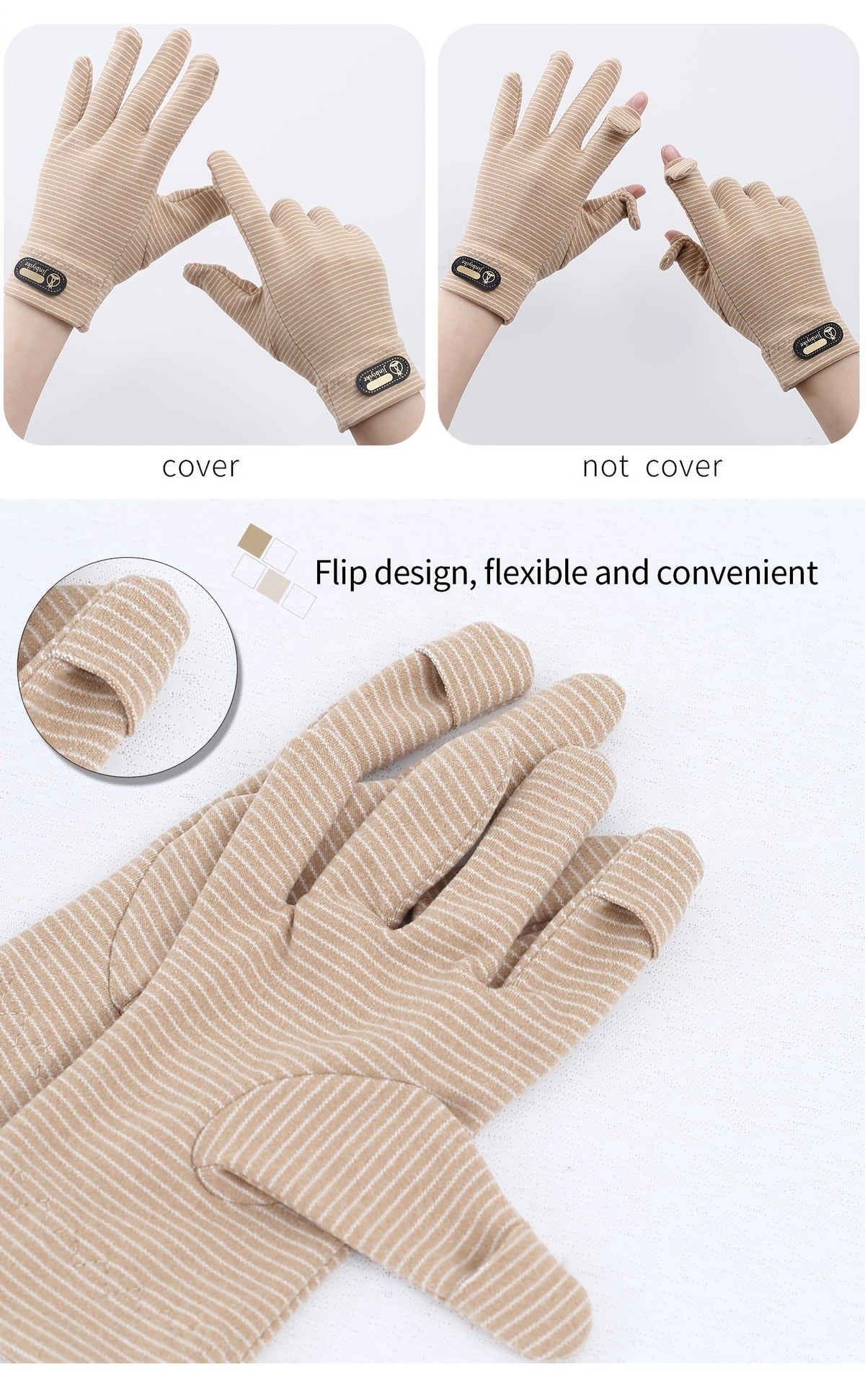 Gants sans doigts en maille, 3 coloris, noir, bleu et lavande