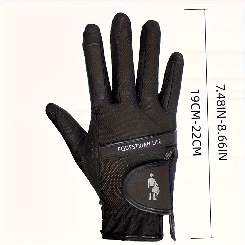 Gants d'équitation respirants à sangle de poignet en simili cuir