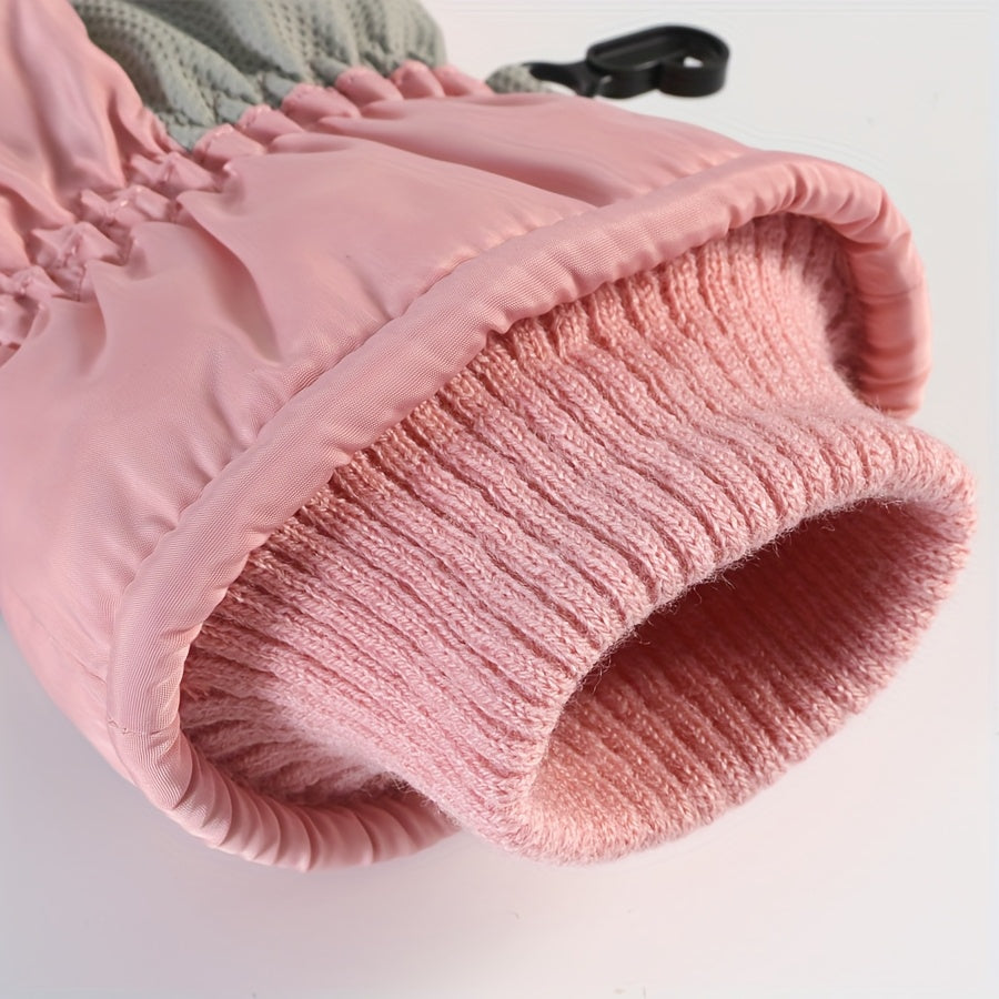 Gants de ski imperméables à sangle de poignet en maille à doublure polaire