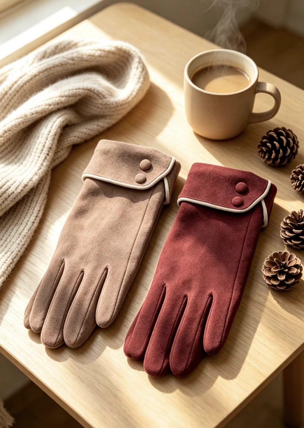 Gants à bouton-pression en suédine