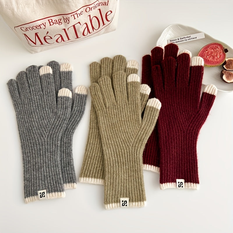 Gants mitaines en laine, 2 coloris
