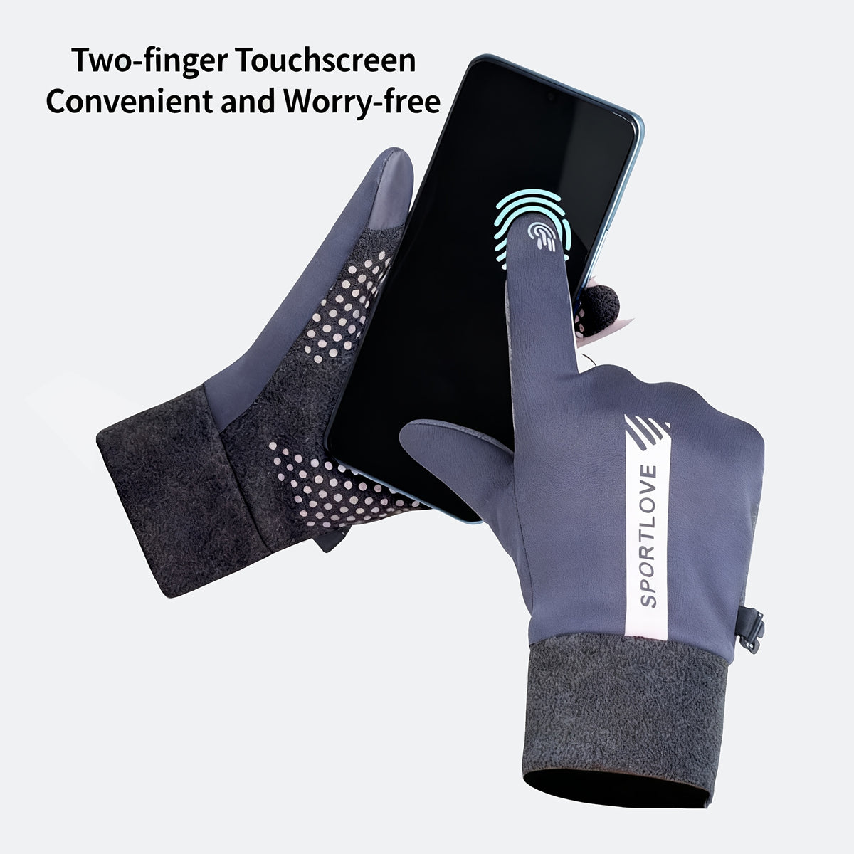 Gants coupe-vent thermiques en maille, 4 coloris, modèle femme-rose, modèle femme-gris rose