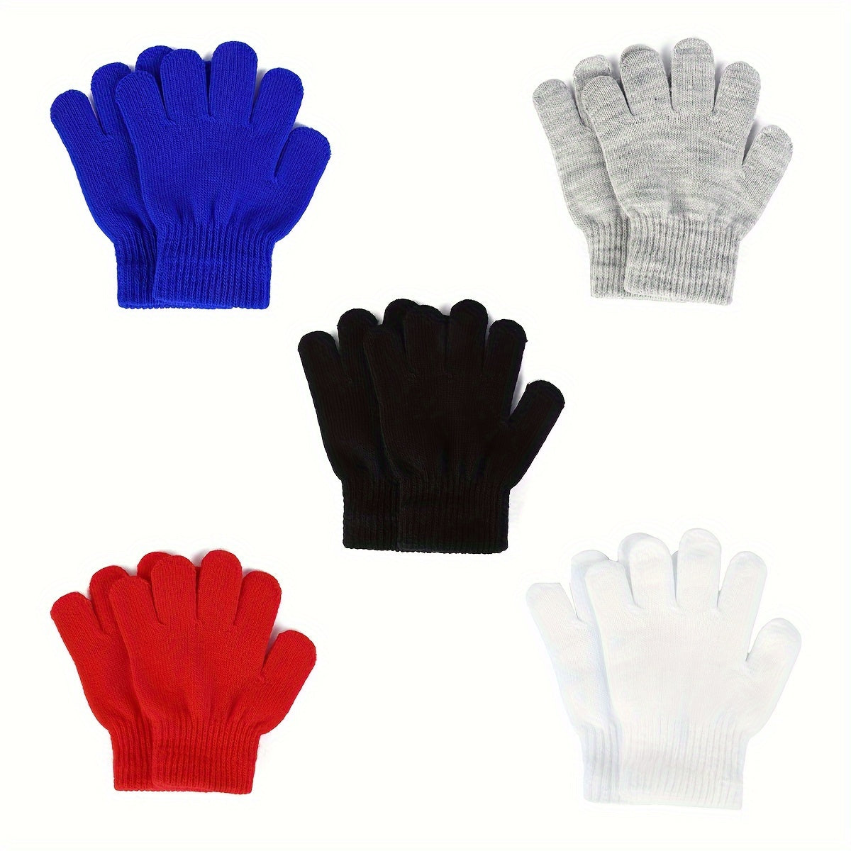 Gants en maille — lot de 5 paires, polychrome