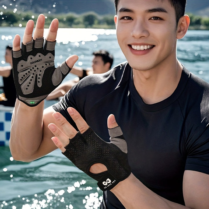 Gants de musculation respirants à paume renforcée en maille, gris