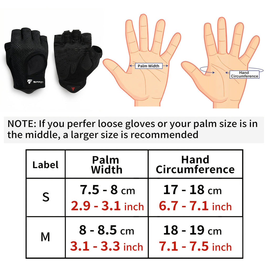 Gants de musculation sans doigts antidérapants, noir