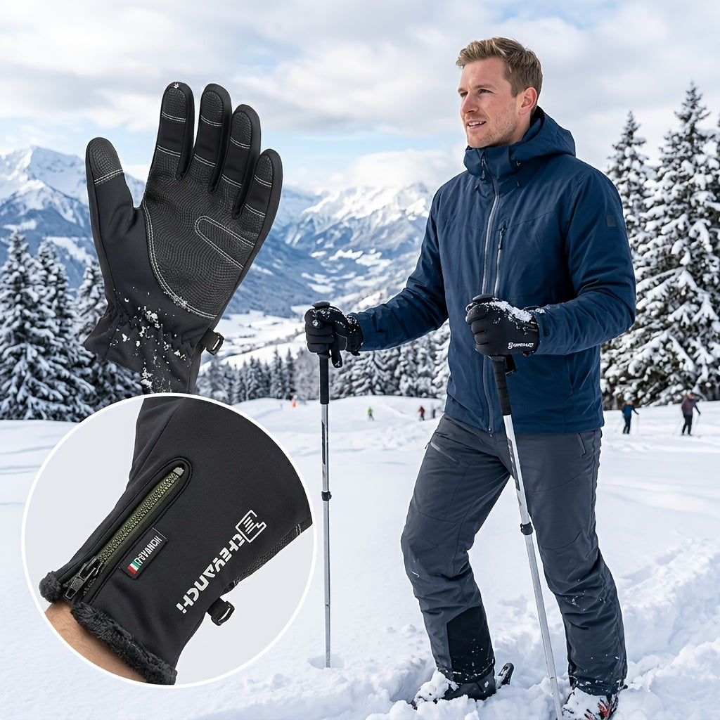 Gants thermiques de vélo en cuir, noir, noir, du M au XL