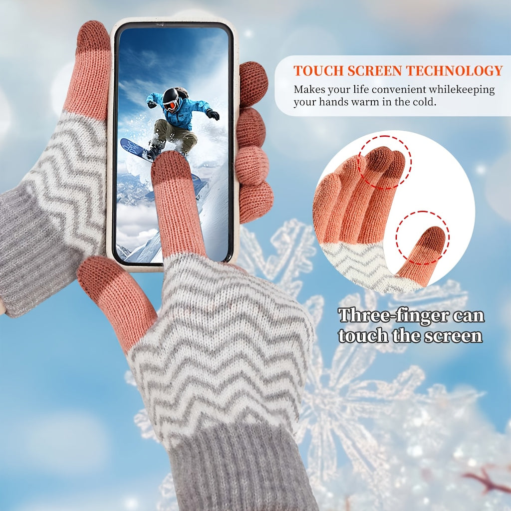 Gants tactiles doublés thermiques en maille, 2 coloris