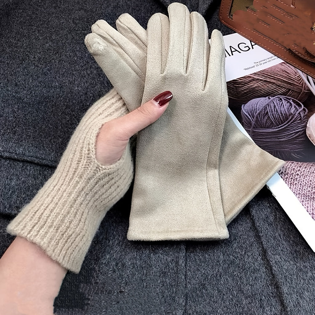 Gants brodés à flocons en maille côtelée — lot de 2 paires