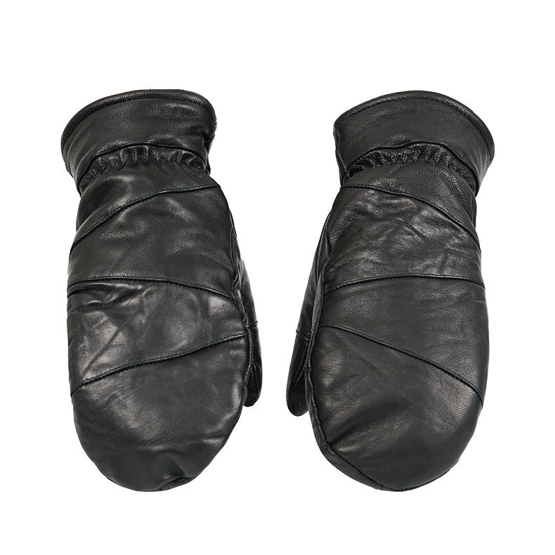 Gants mitaines coupe-vent doublés en maille, noir