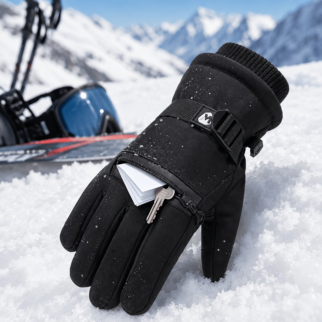 Gants de ski imperméables à sangle de poignet en maille à oursons