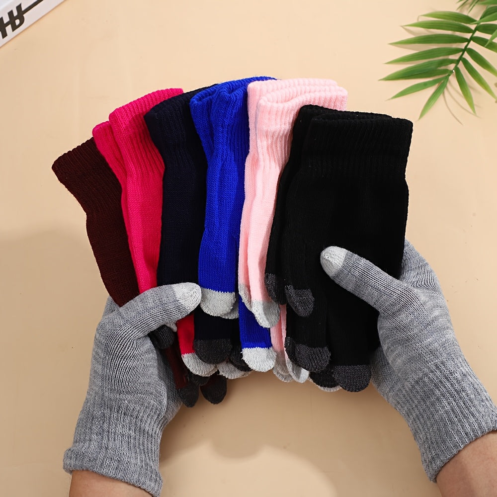 Gants tactiles thermiques en maille, 5 coloris