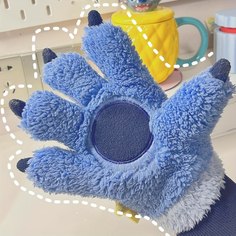 Gants coupe-vent doublés en maille, bleu