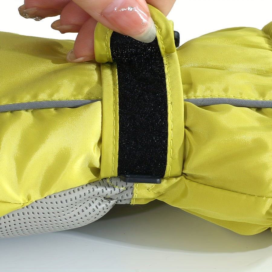 Gants de ski tactiles à poignet côtelé doublés peluche