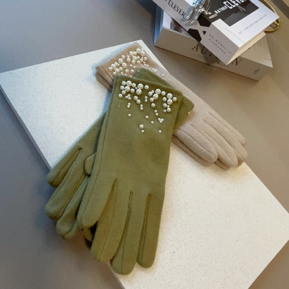 Gants coupe-vent en maille, kaki