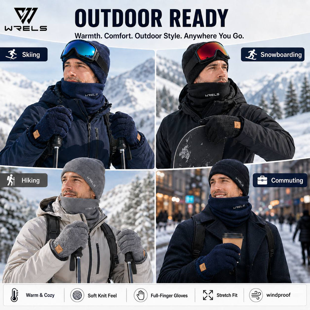 Ensemble 2 pièces — tour de cou et gants en maille, Wrels