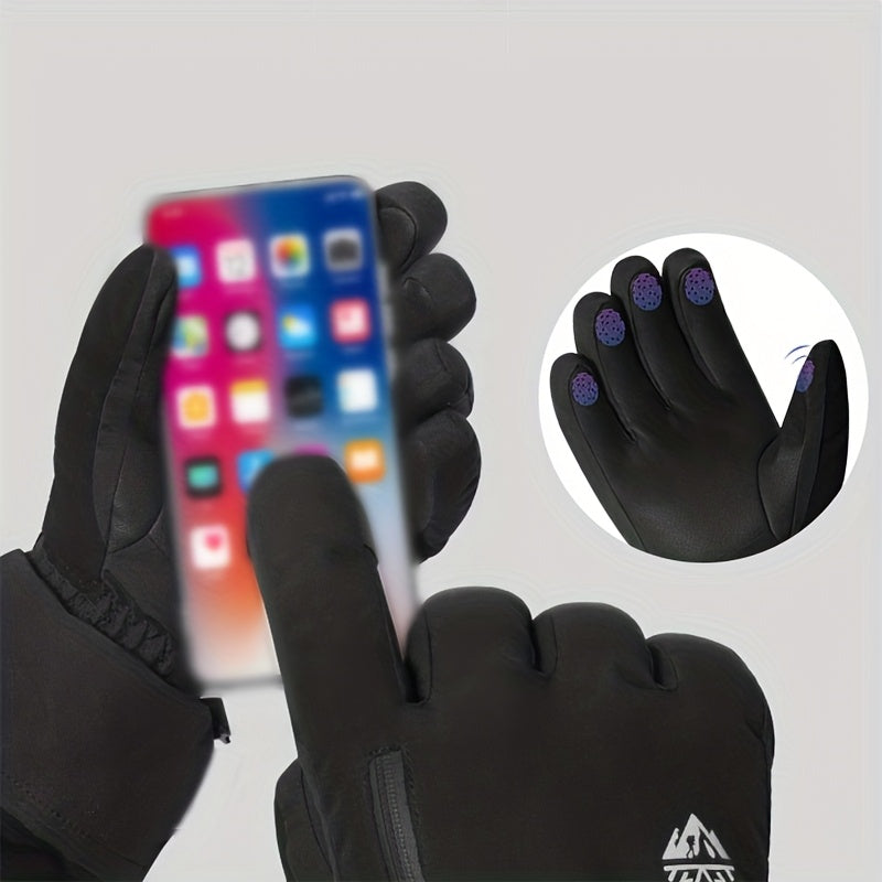 Gants de ski en simili cuir, noir
