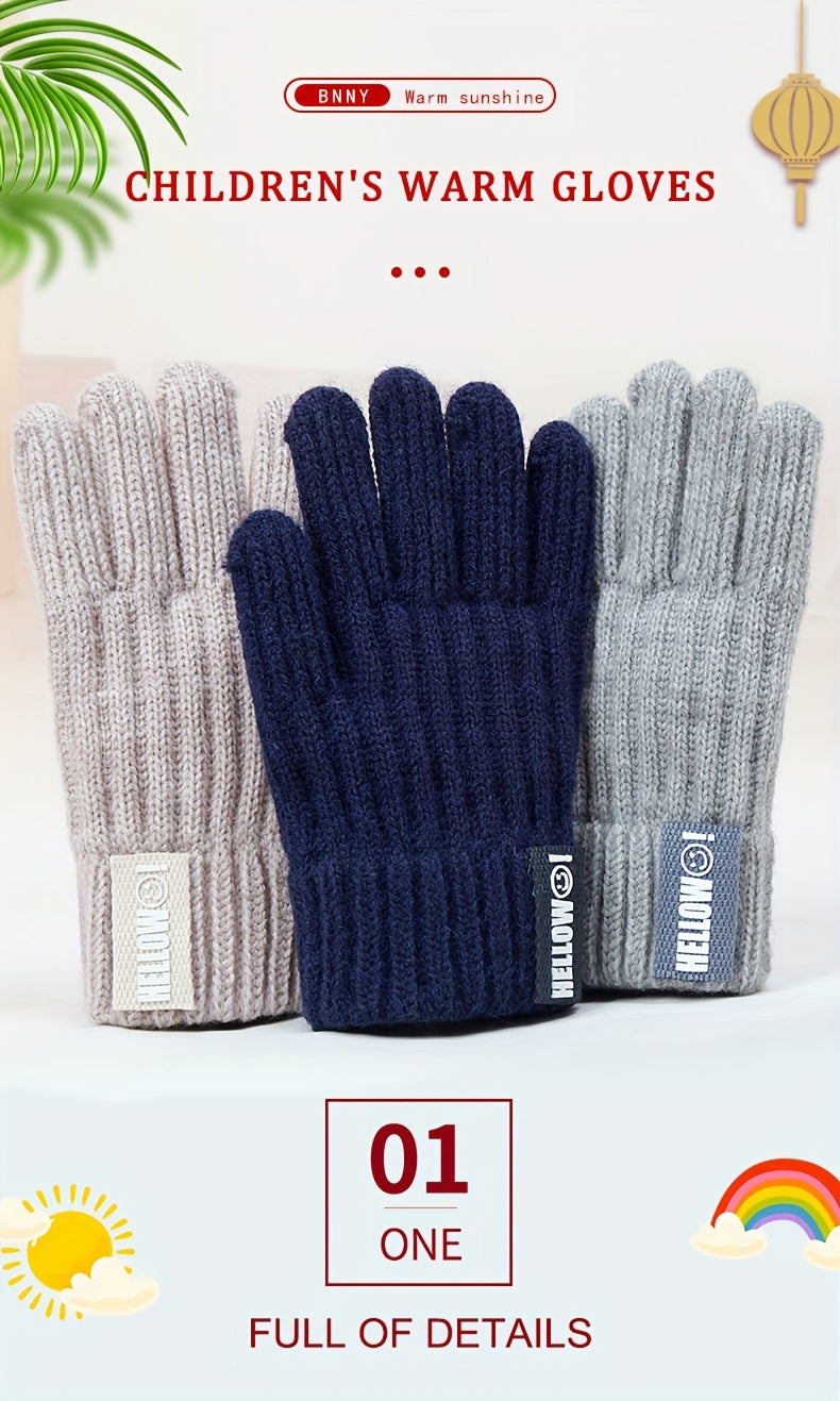 Gants à étiquette cousue en maille côtelée pour enfant