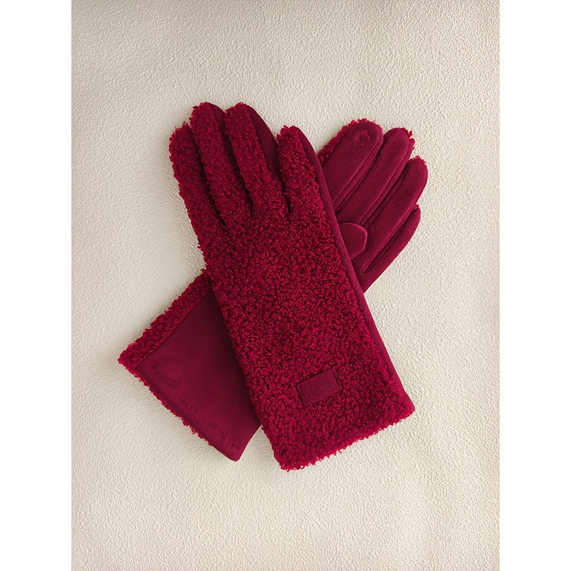 Gants thermiques en maille, tactile, pour le grand froid, 7 coloris, rouge