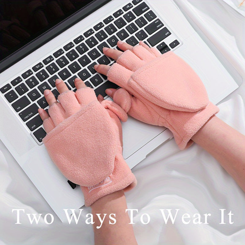 Gants tactiles thermiques en maille, 5 coloris, tissé, dames rose