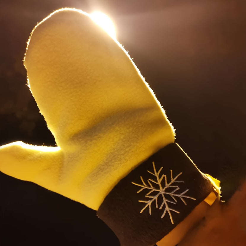 Moufles brodées à flocons en maille — lot de 3 paires