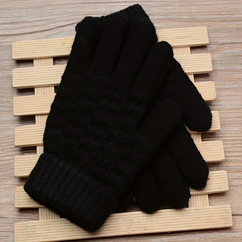 Gants sans doigts thermiques en maille, blanc