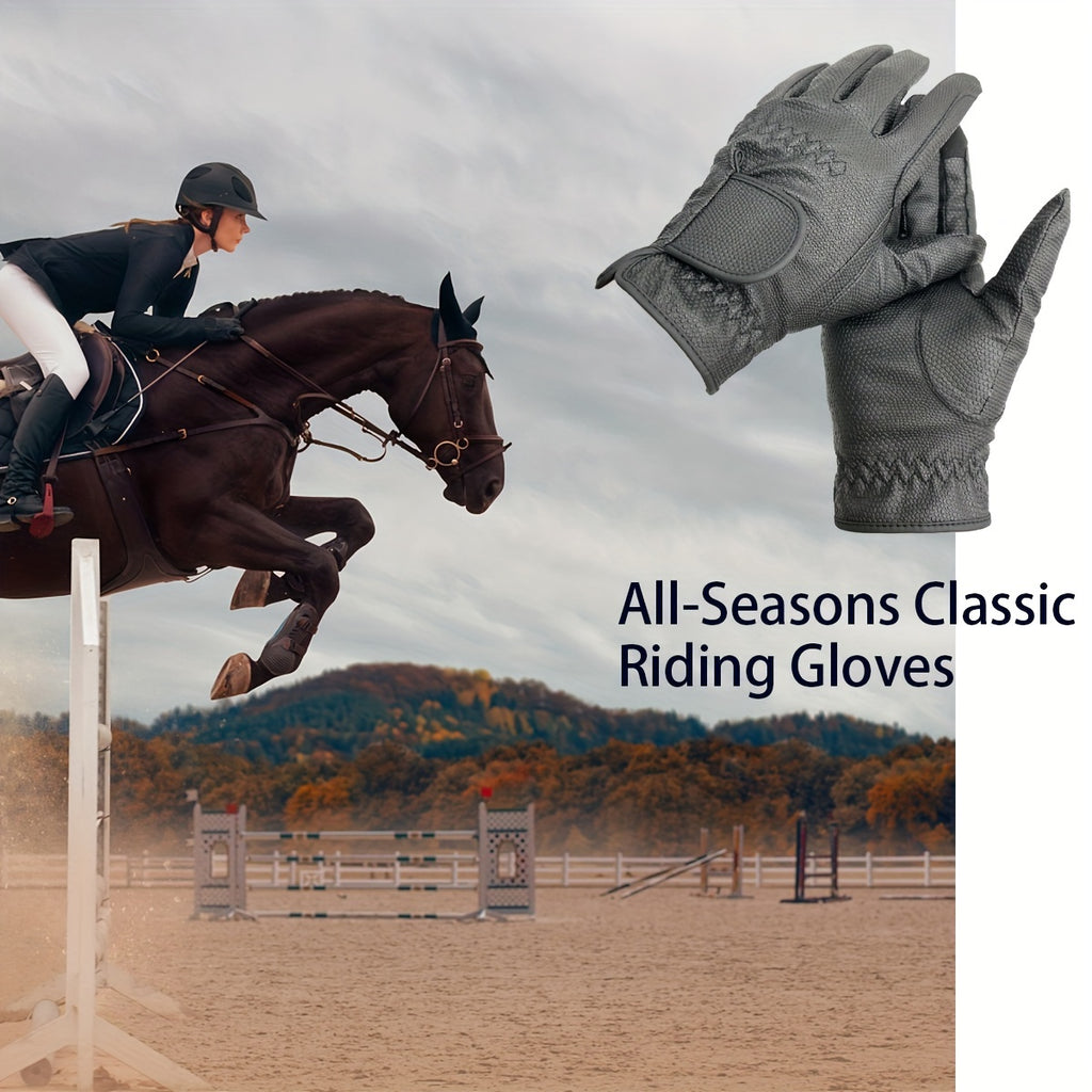 Gants d'équitation à paume renforcée à sangle de poignet en simili cuir