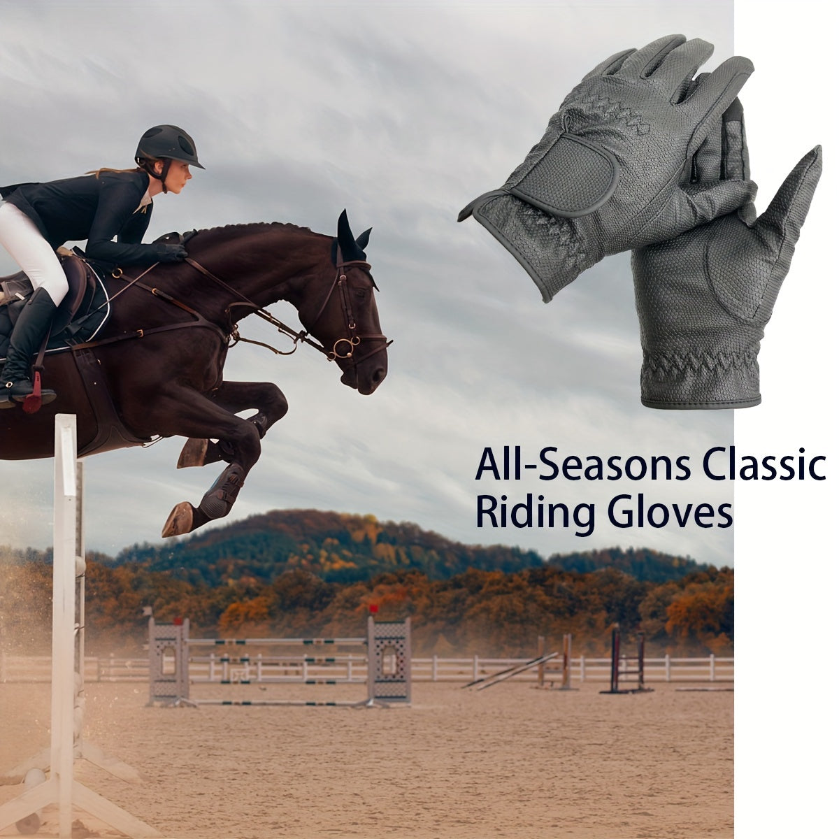 Gants d'équitation à paume renforcée à sangle de poignet en simili cuir