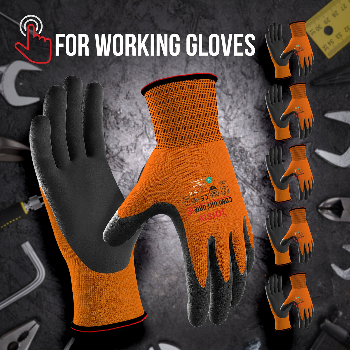 Gants de travail tactiles en maille enduite — lot de 12 paires
