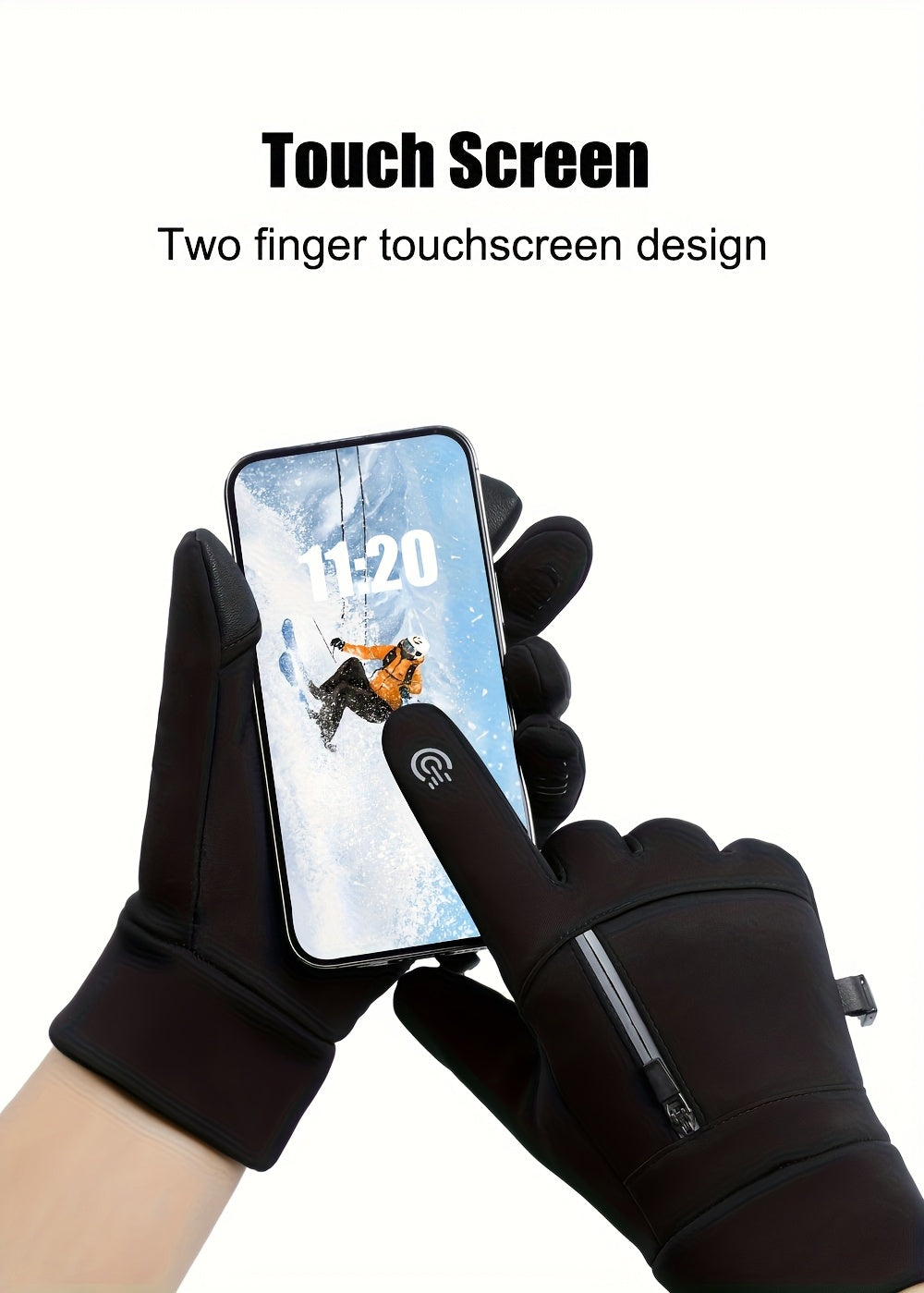 Gants tactiles coupe-vent en simili cuir