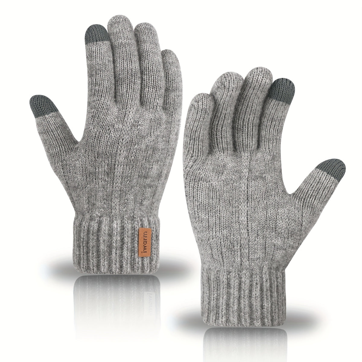 Gants tactiles à étiquette cousue en maille à doublure laine