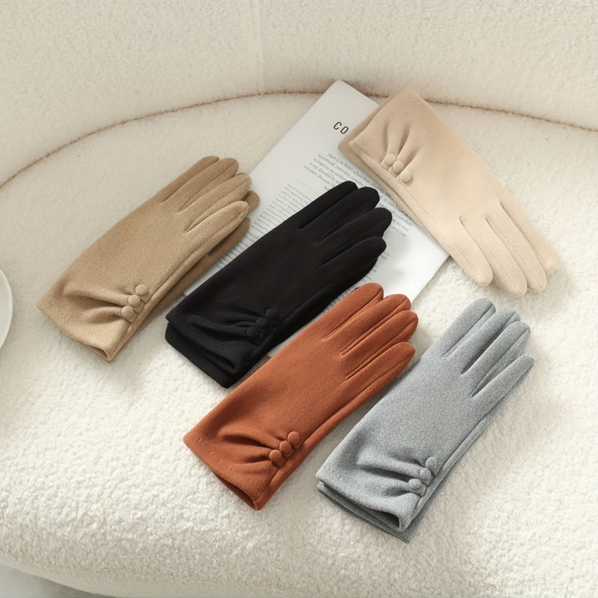 Gants doublés en maille, 5 coloris