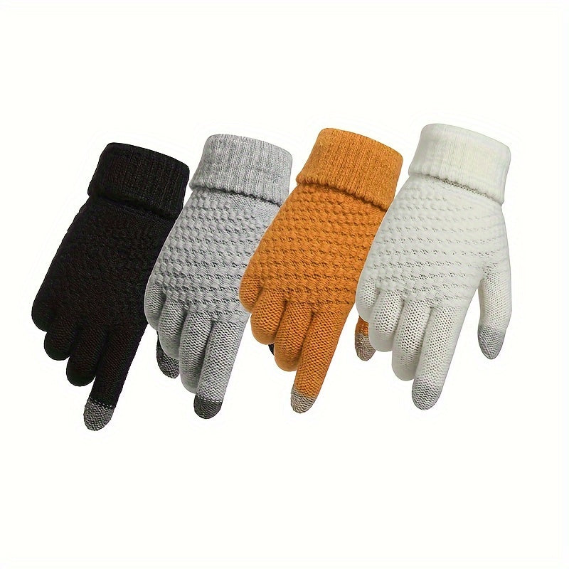 Gants doublés en maille, 3 coloris, rayé