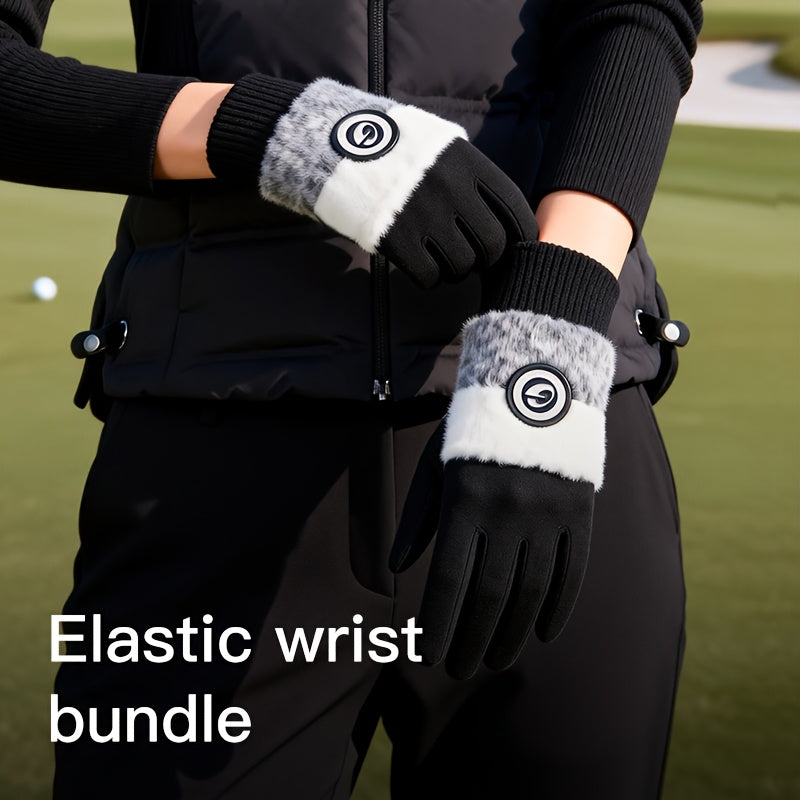 Gants tactiles de golf à revers de fourrure en maille