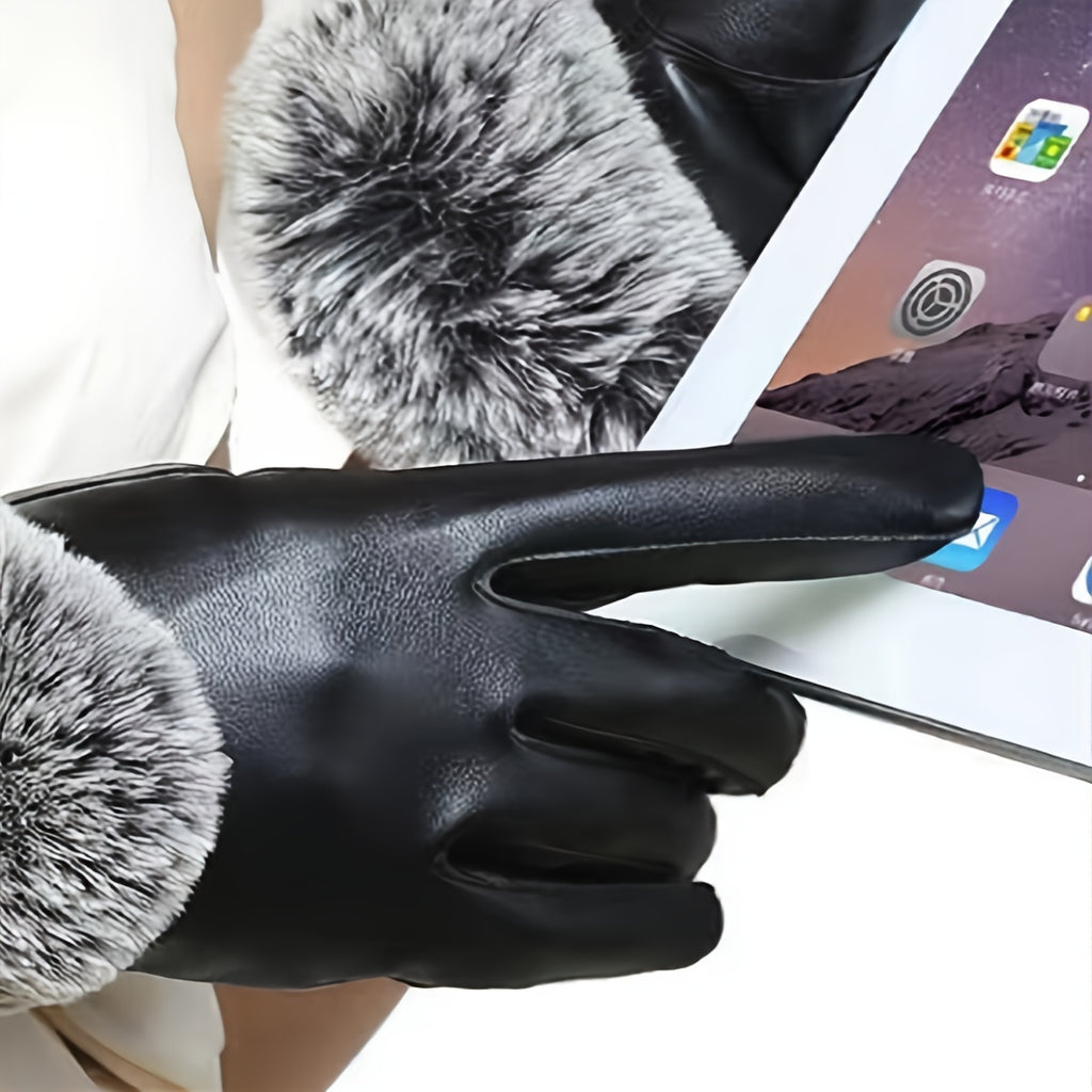 Gants doublés en cuir, noir