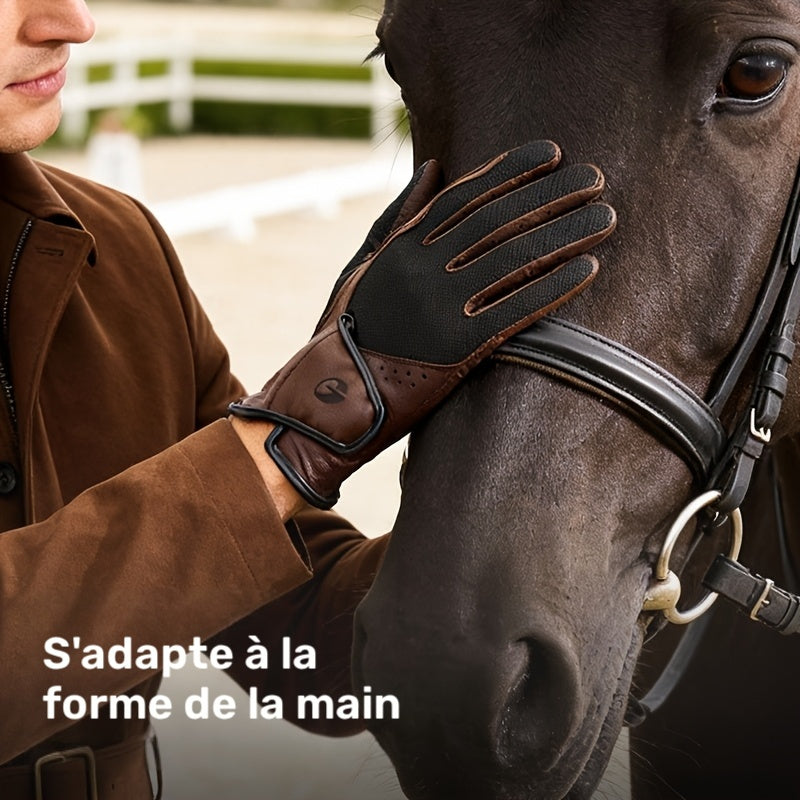 Gants d'équitation respirants à sangle de poignet en cuir de mouton