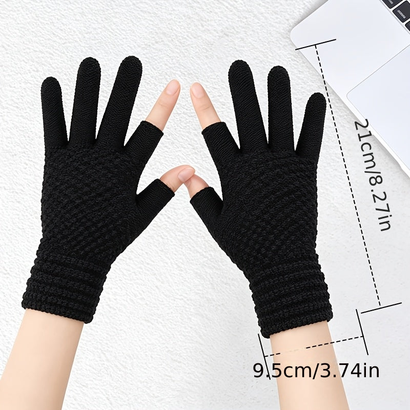 Gants sans doigts thermiques en maille, 5 coloris, à oursons