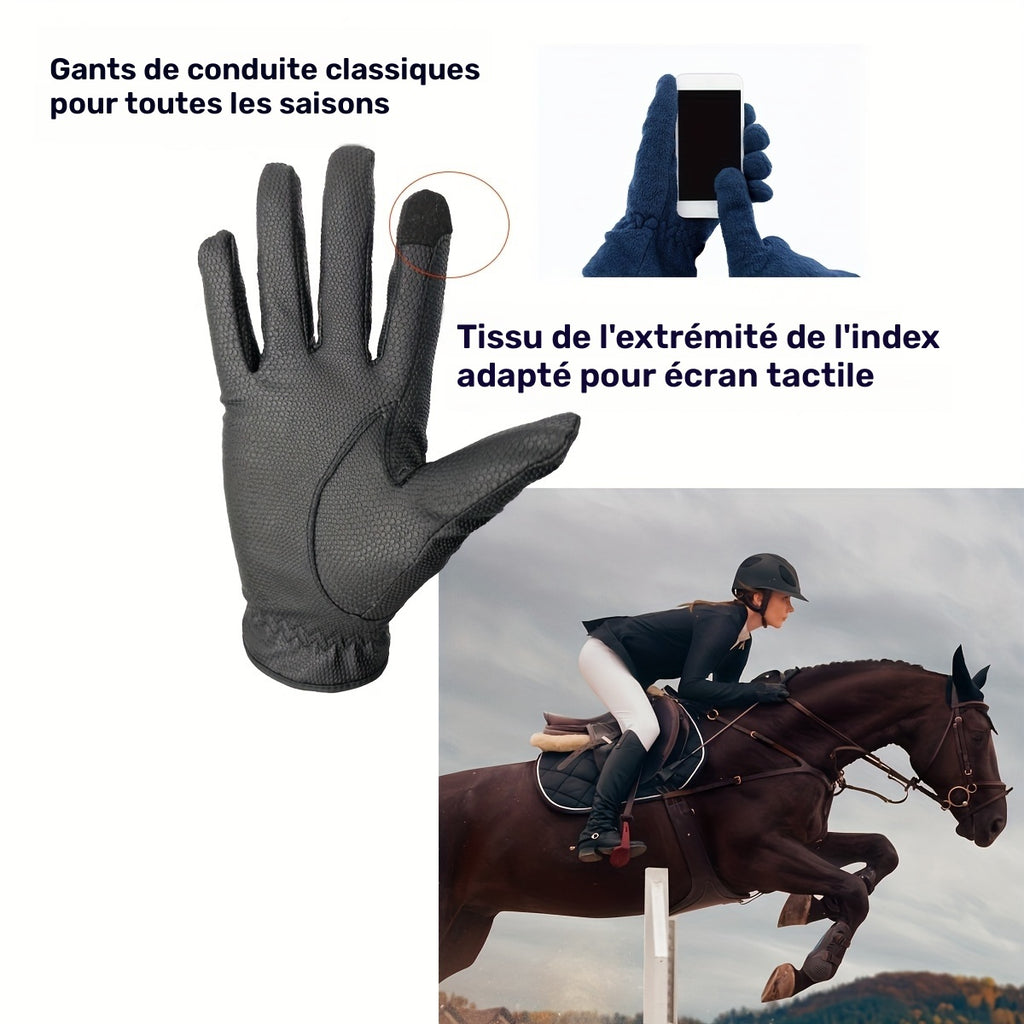 Gants d'équitation à paume renforcée à sangle de poignet en simili cuir