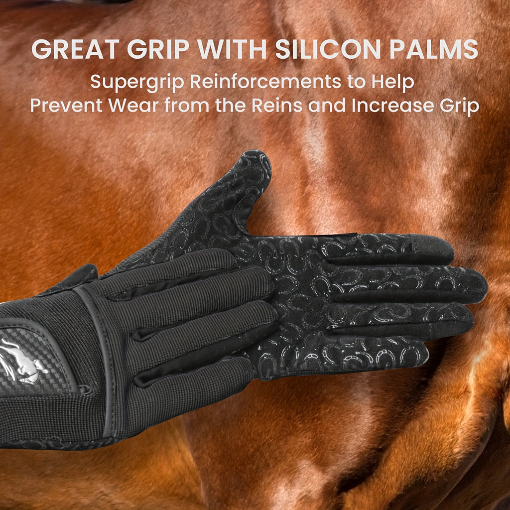 Gants d'équitation respirants à paume renforcée en maille