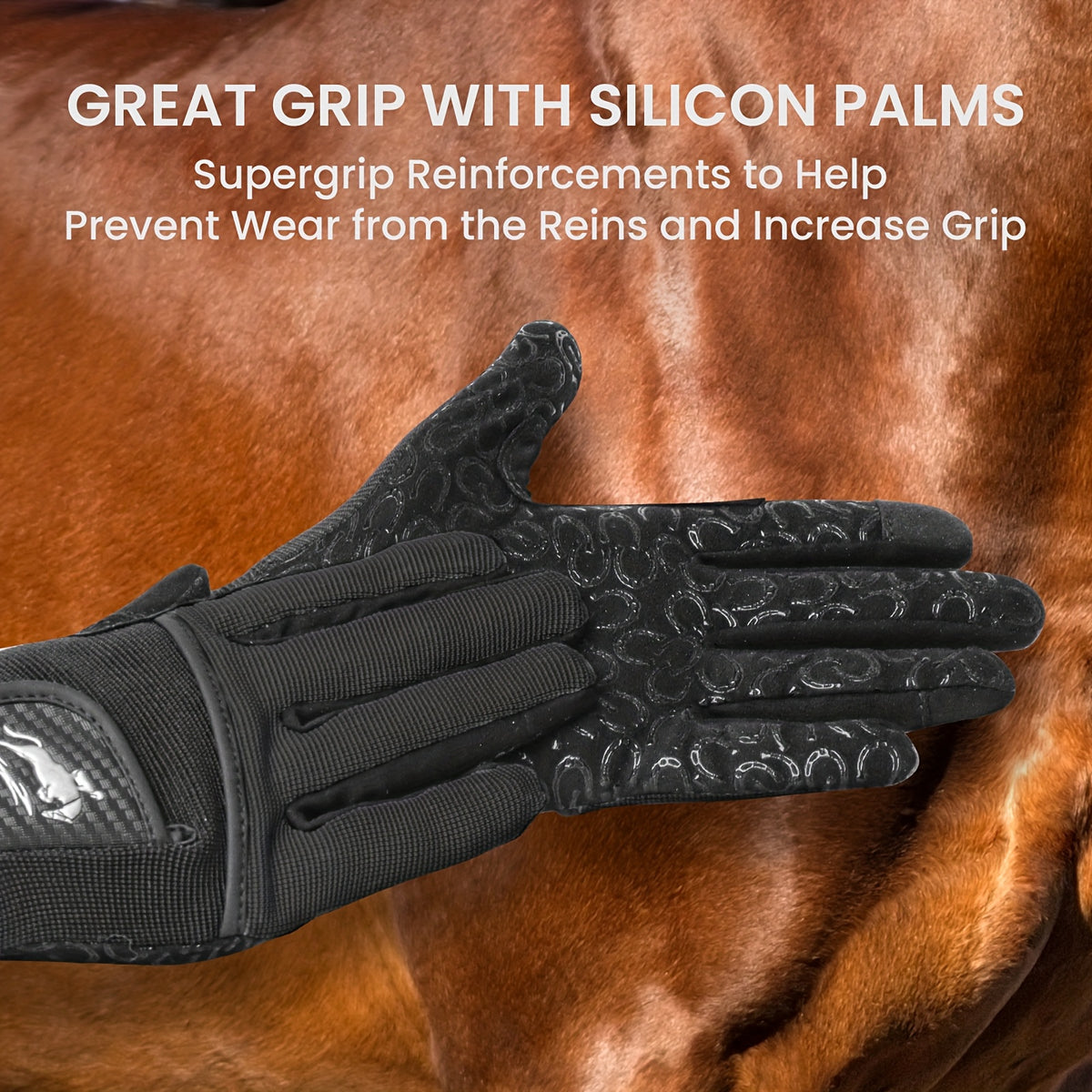 Gants d'équitation respirants à paume renforcée en maille