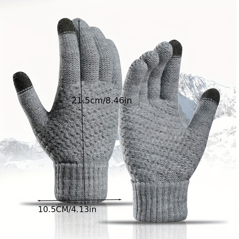 Gants doublés en maille, 3 coloris, rayé