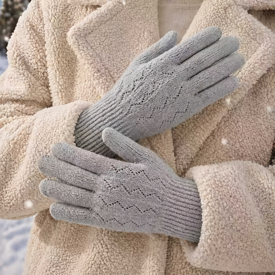 Gants thermiques en maille, 5 coloris, jacquard