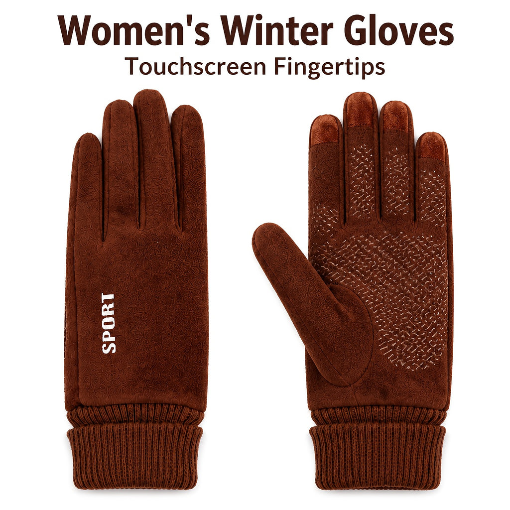 Gants coupe-vent thermiques en maille, tactile, pour le grand froid, 3 coloris, brun