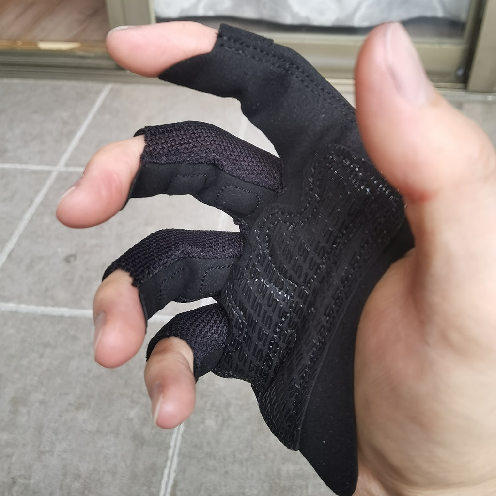 Gants sans doigts antidérapants fins en cuir, noir