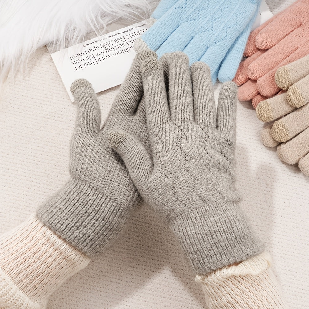 Gants thermiques en maille, 5 coloris, jacquard
