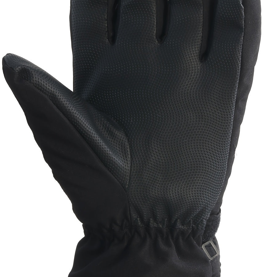 Gants de ski imperméables à sangle de poignet en maille, blanc